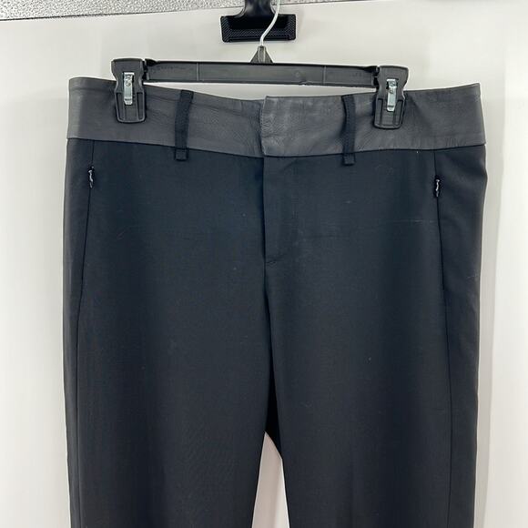 Rag & Bone Women's Wool with leather trip pants - Black - 8 - Picture 2 of 9